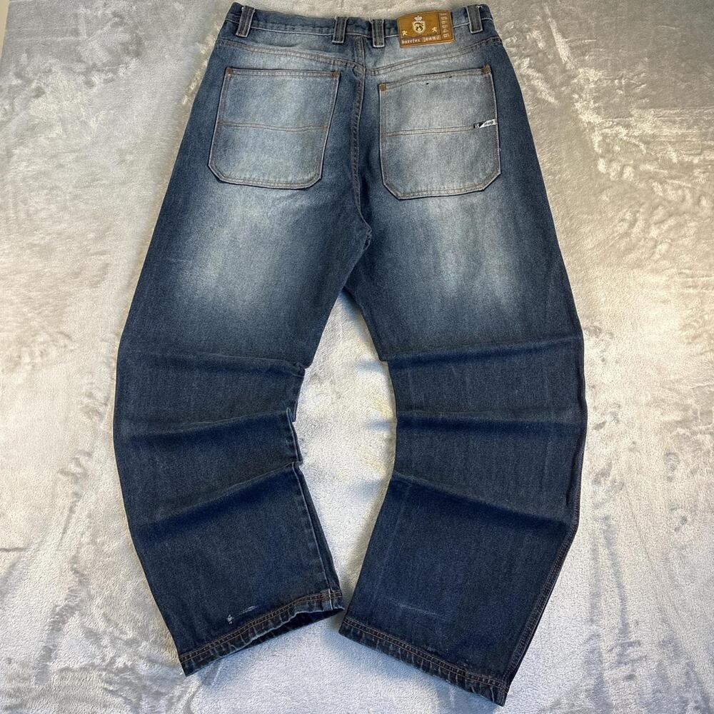 Vintage Y2K Bare Fox Baggy Jeans Mens 36x32 Blue Distressed Fade Denim Skater - Picture 2 of 8